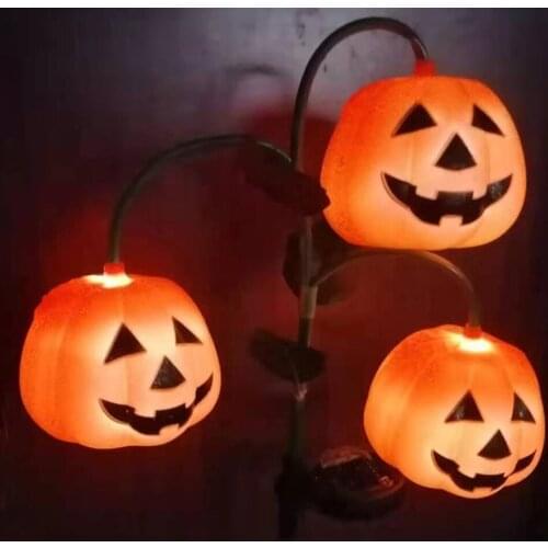 Halloween Lighting Decoration Outdoor Large Three-Head Pumpkin Ground Plug Light LED Solar Lawn Light Waterproof Garden Courtyar