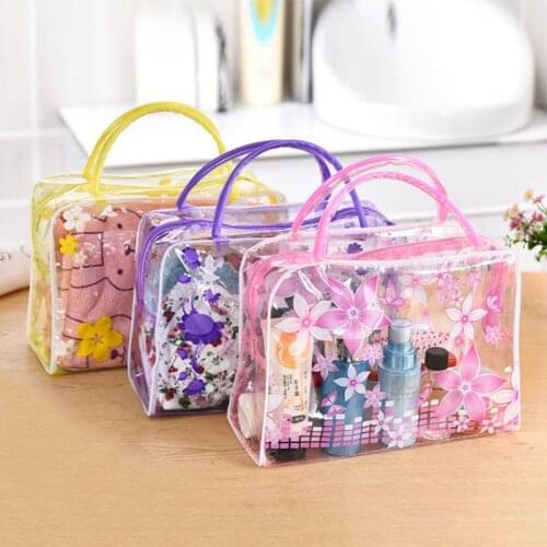 Waterproof High Capacity PVC Transparent Travel Accessories Make Up Organizer Toiletry Bathing Storage Cosmetics Bag