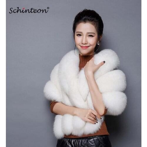 High Quality Poncho Cape Shrug Shawl Faux Fox Fur Clothing bridal wedding Party Winter