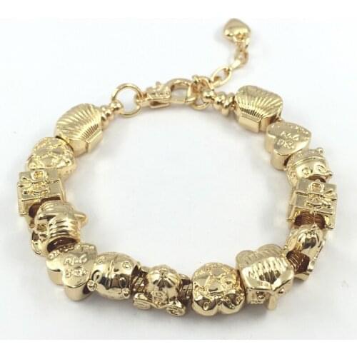 Gold- Owl Heart Baby Car Charm European Beads Bracelets&Bangle for Women DIY Jewelry Fit Original Bracelets PAB00029