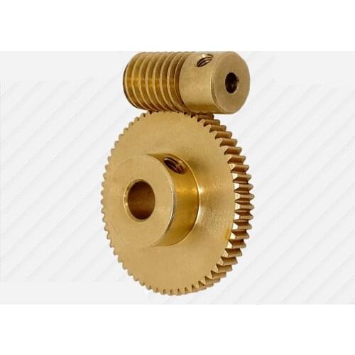 0.5 Modulus 40 Teeth Brass Worm Gear Wheel & 5mm Hole Dia Worm Gear Shaft Kits 1:40 Reduction Ratio with Screw