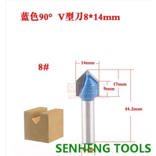 1piece 8x1/4 90degree v type bit trimming tennon woodworking tools plate floor joint cutters