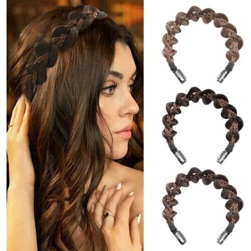 New Wig Braided Hair Band Accessories Bohemia Braid Princess Elastic Twists Headband Women Girls Fashion Knotted Headdress 1pc