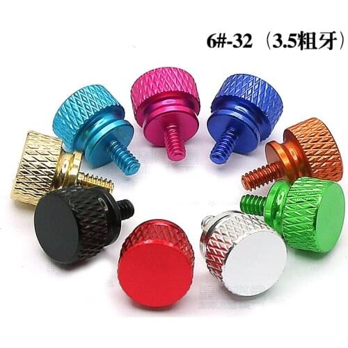 10Pcs 6#-32*6mm Aluminum alloy Computer chassis colorful screws US coarse teeth 3.5mm Knurled Head Screw Hand Twist Bolt