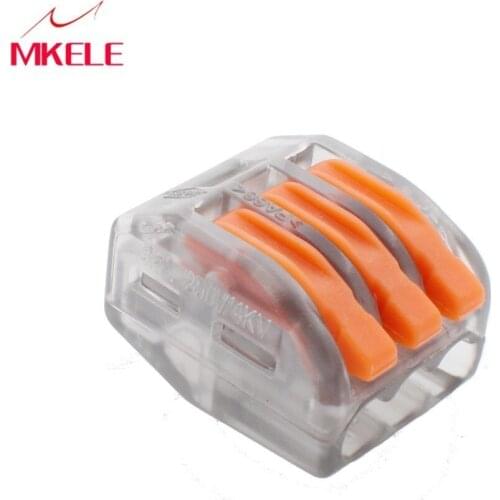 10pcs/lot) mini fast Wire Universal Compact Wiring Connector 3 pin Conductor Terminal Block pcb plug