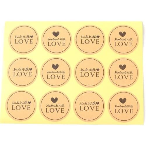 20 Sheets Paper Valentines Day DIY Scrapbook Decor Stickers Round Heart Message " LOVE " Baking Gift Label Stickers 35mm Dia