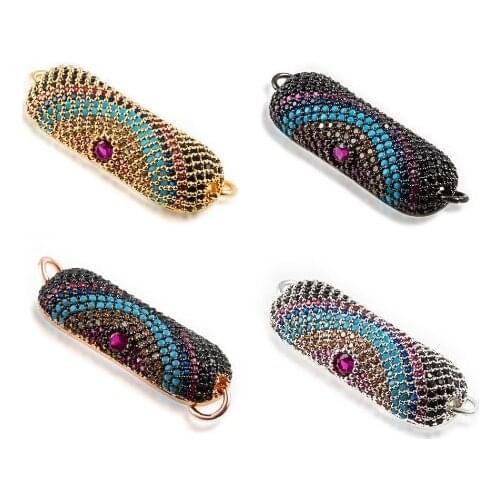 35*11mm multicolor crystal micro pave cz zircon cubic zirconia beads DIY Copper necklace charm bracelet connectors ufgh4