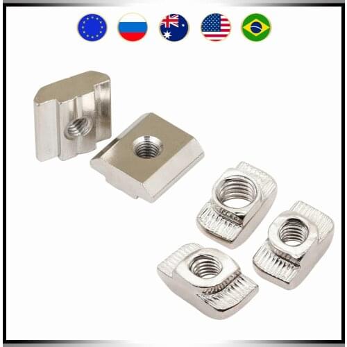 50pcs M3/M4/M5 for 20 Series 30 series 40 series Slot T-nut Sliding T Nut Hammer Drop In Nut Connector Aluminum Extrusion