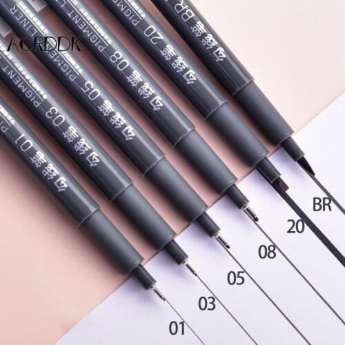6Pcs Waterproof Sketch Pigment Fine Liner Pen Needle Drawing Pen Professional Art Marker Micron Pen School Office Stationery