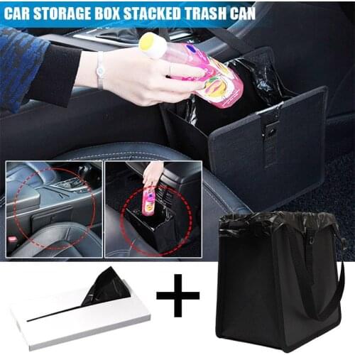 Car Trash Can Portable Dustbin Foldable Storage Box Multifunction Large Capacity NJ88