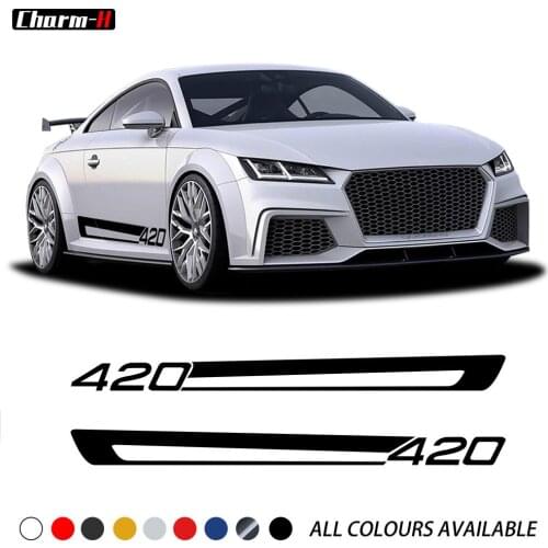 2pcs Car Styling Side Skirt Racing Stripes Decal For Audi TT MK3 2014-Present Coupe Decoration Stickers Accessories