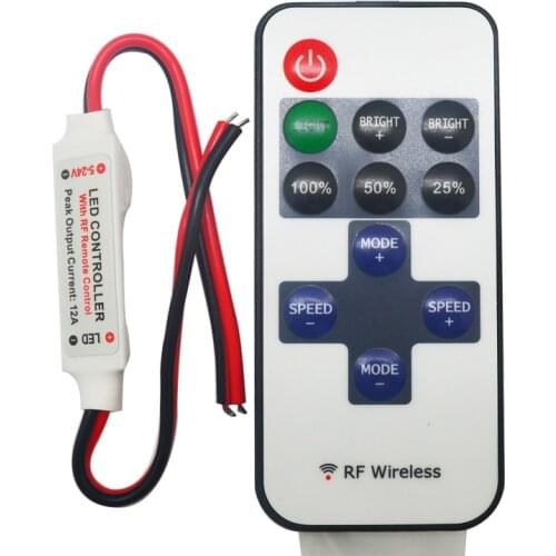 20pcs RF Wireless Remote Control Mini Dimmer For Single Color LED Light Strip 5V-24V