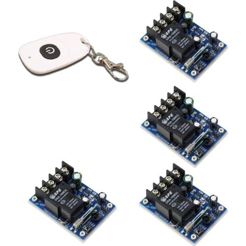 Wide Voltage DC 12V 24V 36V 48V 30 A 1 CH Smart Wireless Remote Control Light Switch 4 Receivers & Ellipse Shape Transmitter