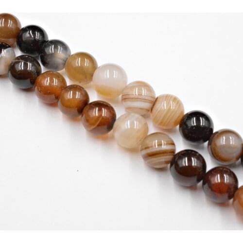 Natural Stone Coffee Brown Banded Stripe Agates Beads 4-12mm Loose Beads for Jewelry Making Charm Accessories DIY Free Shipping