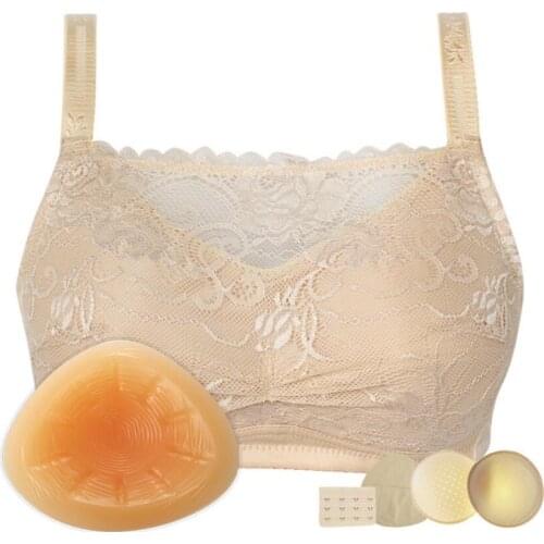 Mastectomy Bra Comfortable Wire Free Bra Underwear Pads Bra+Insert Silicone Breast Forms Seamless Pocket Padded