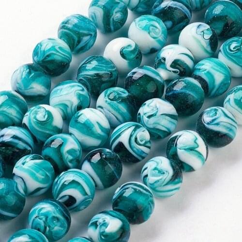 Fashewelry 10pcs 14mm Handmade Lampwork Beads Round Loose Spacer Beads for Bracelet Necklace DIY Jewelry Making Supplies
