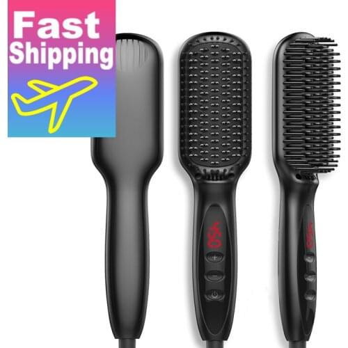 New Professional One Step Hair Dryer brush 2 in 1 straightener and curler Hot comb Curling iron beard straightener