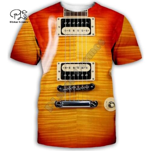 Guitar art Musical instrument 3D full printing fashion t shirt Unisex hip hop style tshirt streetwear casual summer style-5