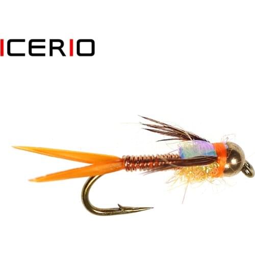 ICERIO 8PCS Bead Head Copper John Nymphs Flies Salmon Fishing Fly Lures