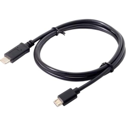 CYSM Micro USB 2.0 Male to Reversible USB 3.0 3.1 Type C Male Contor Data Cable BK