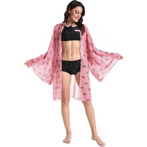 Anime Demon Slayer Kimetsu no Yaiba Kamado Nezuko Bikini Beach Swimsuit Set Cosplay Costume Swimwear