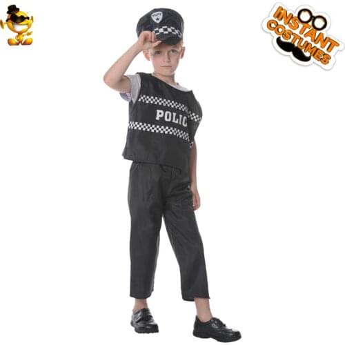 DSPLAY New Design Original Cosplay Cool Kids Policeman Costume Kids Fashionable Fancy Suit for Halloween Party