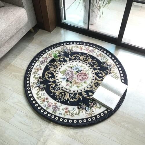 Beautiful flower art print non-slip round rug floor mat bedroom living room home decoration