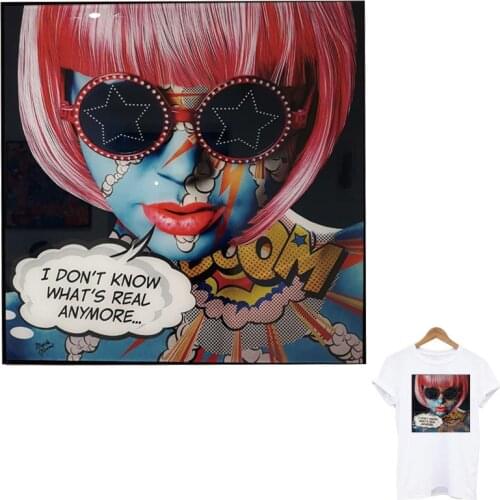Cool Tatto Girl Iron On Patches DIY Print-On T-Shirt Thermal Sticker On Clothes Women T-Shirt Hoodies Heat Transfer Appliqued