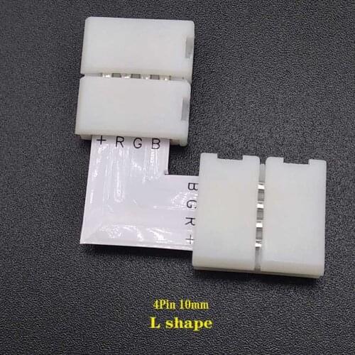 L Shape 2pin 8mm/10mm LED Light Strip Connector For connecting corner right angle 4pin 10mm 5050 RGB 3528 Solderless PCB Board