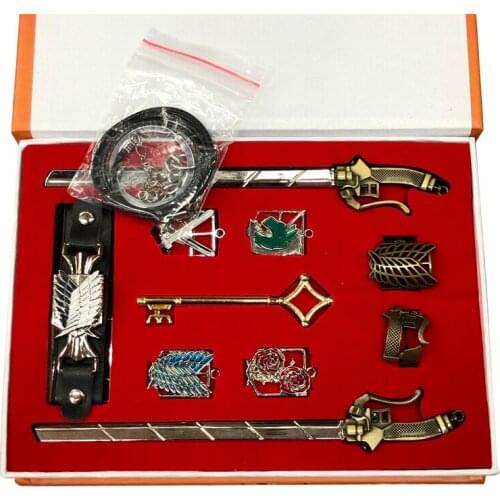 Attack on Titan Military Police Regiment Recon Corps Eren Jager Rival Ackerman Metal Pendant Props Ring Necklace Cosplay Set