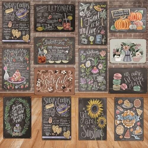 Sugar Cookies Metal Sign Kitchen Wall Decoration Cake Flower Tin Sign Vintage Metal Painting Home Decor Plaques Art Poster