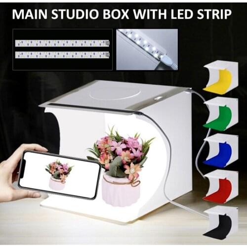 Mini Photo Studio Box+6Pcs Backdrops Tabletop Shooting Lighting Tent Room Cube Photography Box Softbox Set Fit For Items Display