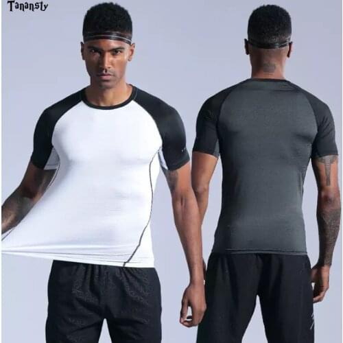 Men Compression Sportswear Male Tee Breathable Quick Dry Running T-Shirts Gym Fitness Workout Jogging Sports Short Sleeve Top