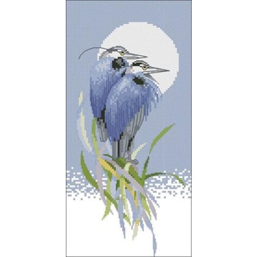 Blue couple bird patterns counted 11CT 14CT 18CT Cross Stitch Set DIY Cross-stitch Kits Embroidery Needlework Home Decor