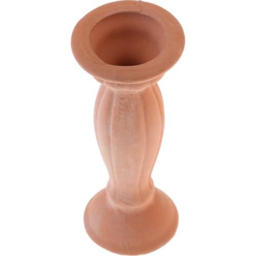 Handcrafted Unpainted Flower Pot 1/12 Dollhouse Miniatures Decoration Ceramic Vase Flower Bottle Model for Fairy Garden Ornament