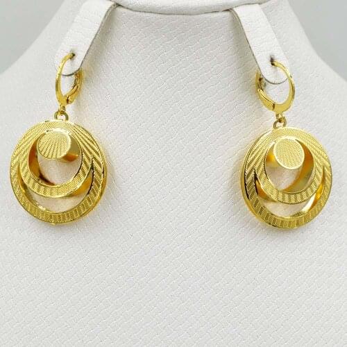 NEW DESIGN Dubai Gold Color Earrings Fashion Big Nigerian Wedding African Beads Jewelry For Women Drop Dangle