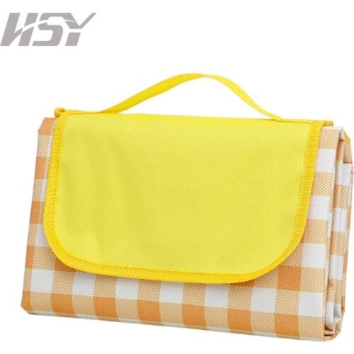 Plaid Waterproof Pocket Beach Blanket Folding Camping Mat Mattress Portable Lightweight Mat Outdoor Picnic Mat Sand Beach Mat