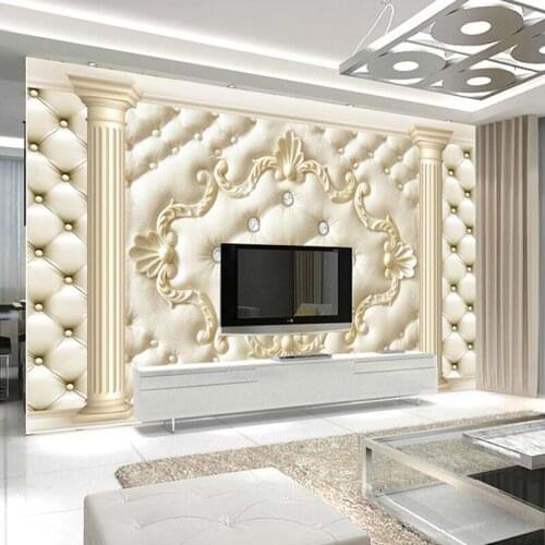Custom 3D Wall Murals Wallpaper European Style Soft Pack Living Room Sofa TV Background Waterproof Self Adhesive Mural Wallpaper