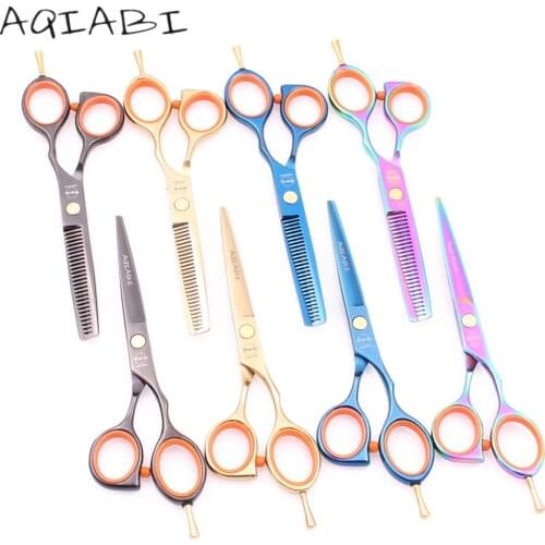 Professional Hair Scissors 1014A 5.5" AQIABI Stainless 440C 62HRC Barber Cutting Scissors Thinning Shears Hairdressers Scissors