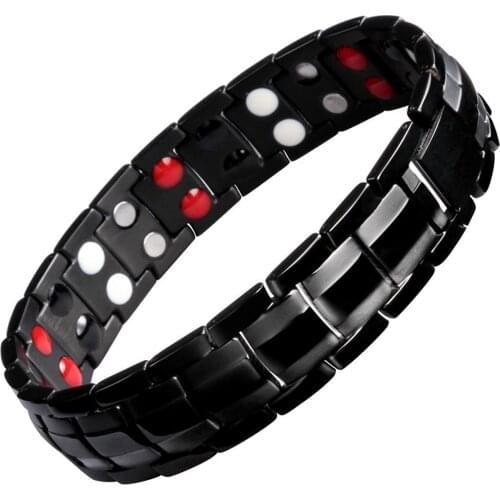 Drop-Shipping New Black color Stainless Steel Health Care Bracelets With Magnet Negative ion Germanium Far infrared gift