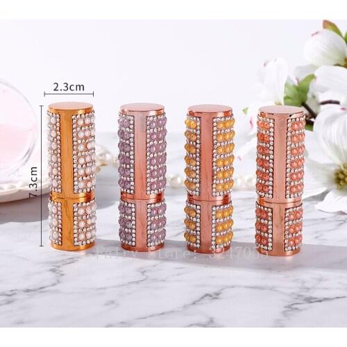 10/30/50pcs 12.1mm Empty Pearl Lipstick Tube, DIY Round White/Orange Lip Balm Container, Refillable Cosmetics Lipstick Packaging