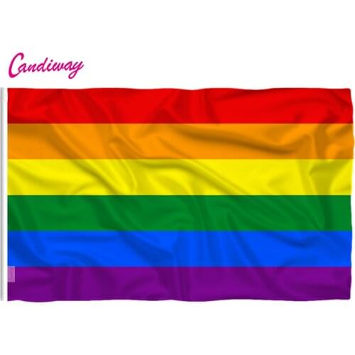 Homosexuality Rainbow Flag Polyester standard Flag Pride Peace Flags Gay Lesbian Stripe Men Women Parade