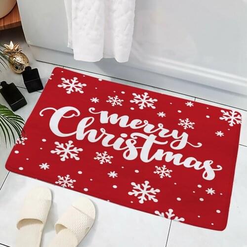 Merry Christmas Doormat Printed Decor Carpet Non Slip Flannel Doormat for Bathroom and Living Room Kitchen Mat 40x60cm