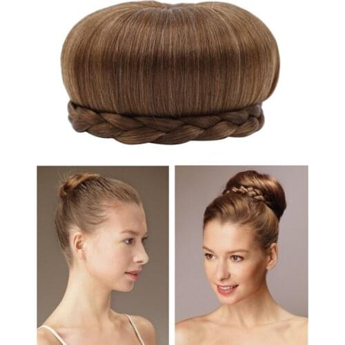 DIY Synthetic A Large Bun Braided Hair Toupee Ready To Wear Bun That Can Be Combed In A High Knot Or Bun Down 1 Pc