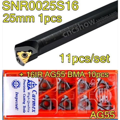 SNR0025S16 CNC Internal thread Turning tool 1pcs + Carmex 16IR AG55 BMA 10pcs 11pcs/set CNC Internal thread Carbide insert