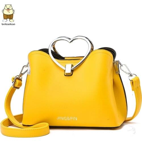 Beibaobao 2021 Travel Handbag Fashion Simple Shoulder Ladies Subaxillary Bag Yellow PU Leather Crossbody Bags For Women