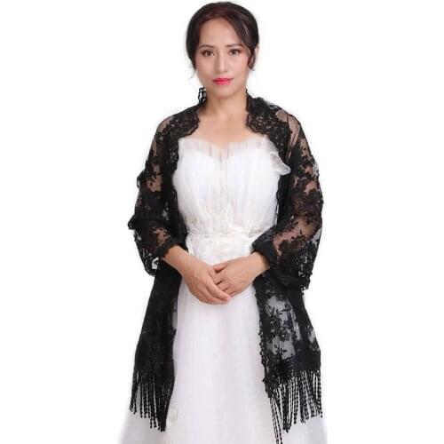 Bridal bolero Evening cape dress Vintage Black Cape Lace Shawls for Elegant women Cover Up Wraps wedding jacket
