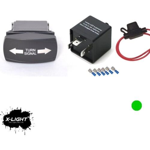 12V LED TURN SIGNAL Horizontal ROCKER SWITCH BLINKER KIT W/GREEN LIGHTED FOR SXS UTV ATV GOLF CART Polaris Ranger RZR
