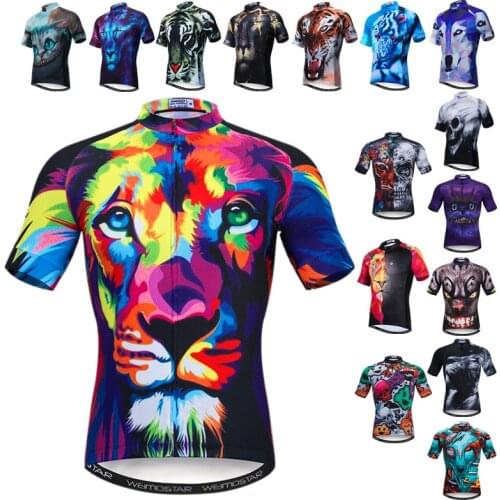 Weimostar Print Cycling Jersey Lion Mens Bicycle Cycling Clothing Quick Dry MTB Bike Jersey Breathable Bicycle Shirt Maillot