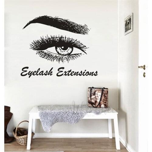 Beauty Eyes Vinyl Wall Decals Eyelash Extension Logo Wall Wondow Sticker Eyelashes Make Up Vinyl Wall Poster Unique Eyes AZ1039